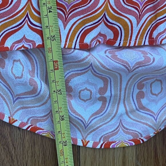 HALE BOB Draped Midi Dress Size Medium Orange Geometric Retro Colorful Fun - Picture 9 of 11